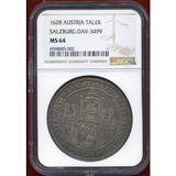オーストリア ザルツブルク 1628年 ターラー銀貨 ザルツブルク大聖堂 NGC MS64