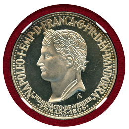 アンドラ公国 1964年 50ディナール銀貨 ナポレオン1世 NGC PF66UC