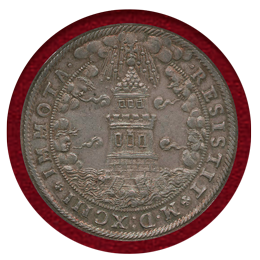 ザルツブルク 1593年 2ターラー銀貨クリッペ 聖ルパードと不動の塔 MS63