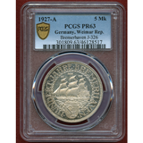 ワイマール 1927A 5マルク銀貨 ブレーマーハーフェン NGC PF63
