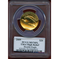 アメリカ 2009年 $20 金貨 ウルトラハイレリーフ PCGS MS70PL Moyサイン