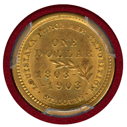 【SOLD】アメリカ 1903年 $1 金貨 ルイジアナ買収100周年記念 ジェファーソン MS66