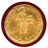 オランダ ホラント 1729年 ダカット 金貨 騎士立像 PCGS MS62