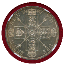 【SOLD】イギリス 1887年 2フローリン 銀貨 ヴィクトリア ジュビリーヘッド MS64