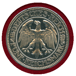 ドイツ ワイマール共和国 1928A 5マルク 銀貨 オークツリー PCGS PR64CAM