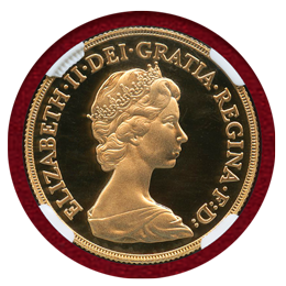 イギリス 1982年 2ソブリン 金貨 エリザベス2世ヤングバスト PF70UC