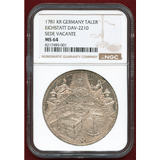 【SOLD】ドイツ アイヒシュテット 1781KR 都市景観 ターラー 銀貨 NGC MS64