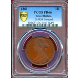 イギリス 1861年 ペニー 銅貨 ヴィクトリア バンヘッド PCGS PR66