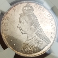【SOLD】イギリス 1887年 2フローリン 銀貨 ヴィクトリア ジュビリーヘッド MS64