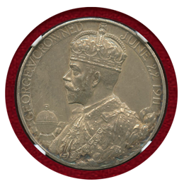 イギリス 1911年 銀メダル ジョージ5世戴冠記念 NGC MS62Matte