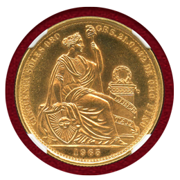 ペルー 1965年 50ソル 金貨 女神座像 NGC MS66