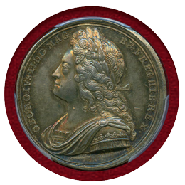 【SOLD】イギリス 1727年 銀メダル ジョージ2世戴冠式 PCGS SP62