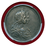 イギリス 1689年 銀メダル ウィリアム&メアリー戴冠記念 PCGS AU Detail