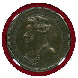 イギリス (1702) 銀メダル アン女王即位記念 NGC AU58