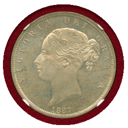 イギリス 1887年 1/2クラウン 銀貨 ヴィクトリア ヤングヘッド NGC MS65