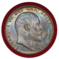 【SOLD】イギリス 1902年 1/2クラウン 銀貨 エドワード7世 PR64 Matte