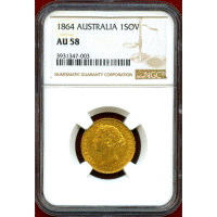 【SOLD】オーストラリア 1864(SY) ソブリン 金貨 ヴィクトリア バンクシア AU58