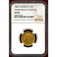 オーストラリア 1887S ソブリン 金貨 ヴィクトリア ヤングヘッド セントジョージ AU58