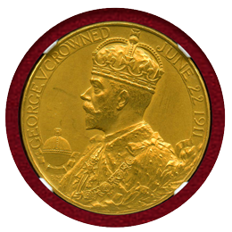 イギリス 1911年 金メダル ジョージ5世 戴冠式記念  NGC MS62