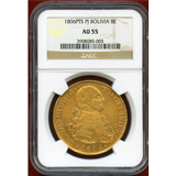 【SOLD】ボリビア 1806PTS PJ 8エスクード金貨 カルロス Ⅳ NGC AU55