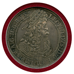 オーストリア 神聖ローマ帝国 1696/5IAK ターラー 銀貨 レオポルト1世 NGC AU58