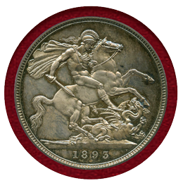 イギリス 1893年 銀貨 ヴィクトリア クラウン ベールヘッド LVI エッジ PCGS PR64