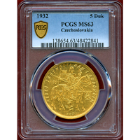 チェコスロバキア 1932年 5ダカット 金貨 聖ヴァーツラフ PCGS MS63