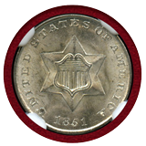 アメリカ 1851年 Three Cents 3セント 銀貨 NGC MS66+