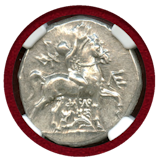 古代ギリシャ カラブリア 紀元前 280-240 Didrachum 銀貨 Ch AU