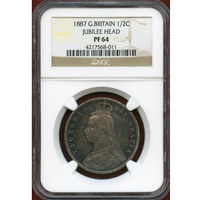 イギリス 1887年 1/2クラウン 銀貨 ヴィクトリア ジュビリーヘッド NGC PF64