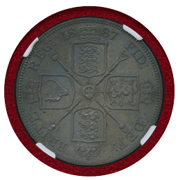 イギリス 1887 2フローリン 銀貨 ヴィクトリア ジュビリー ARABIC 1 NGC PF64