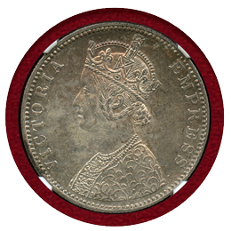 インド 1889B ルピー 銀貨 ヴィクトリア女王 NGC MS61