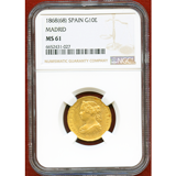 【SOLD】スペイン 1868 10エスクード 金貨 イサベル2世 NGC MS61
