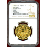 【SOLD】オーストリア ザルツブルク 1628(1928)年 3ダカット金貨 リストライクMS67