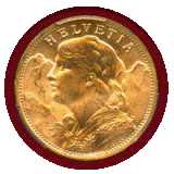 スイス 1947B 20フラン 金貨 アルプスと少女 PCGS MS66