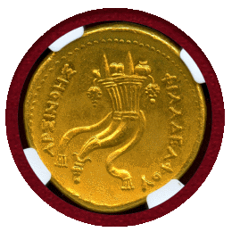 プトレマイオス朝 紀元前270-268 アルシノエ2世 オクタドラクマ 金貨 AU