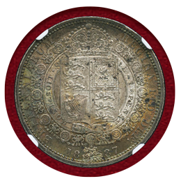 イギリス 1887年 1/2クラウン銀貨 ヴィクトリア ジュビリーヘッド NGC MS62