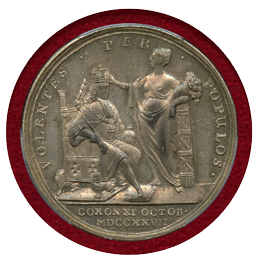 【SOLD】イギリス 1727年 銀メダル ジョージ2世戴冠式 PCGS SP64