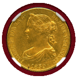 スペイン 1859年 100レアル 金貨 イサベル2世 NGC MS62