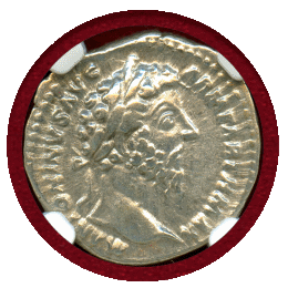 ローマ帝国 161-180年 デナリウス 銀貨 マルクス・アウレリウス NGC Ch VF