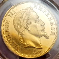 【SOLD】フランス 1865A 100フラン 金貨 ナポレオン3世有冠 PCGS MS64