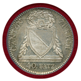 スイス チューリッヒ 1813B 40バッツェン 銀貨 紋章 PCGS MS64