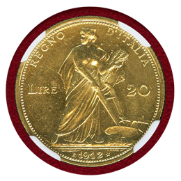 イタリア 1912R 20リレ 金貨 豊穣の女神 NGC MS63