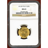イタリア 1912R 20リレ 金貨 豊穣の女神 NGC MS63