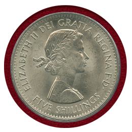 イギリス 1960年 クラウン 白銅貨 エリザベス2世 PCGS MS63