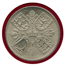 イギリス 1960年 クラウン 白銅貨 エリザベス2世 PCGS MS63