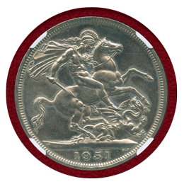 イギリス 1951年 クラウン 白銅貨 ジョージ6世 英国フェスティバル NGC PL62