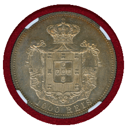 ポルトガル 1899年 1000レイス 銀貨 カルロス1世 NGC MS62