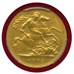 イギリス 1902年 1/2ソブリン 金貨 エドワード7世 PCGS PR61 Matte