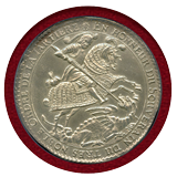 ドイツ ザクセン 1678年 ターラー 銀貨 聖ジョージの竜退治 NGC UNC DETAILS